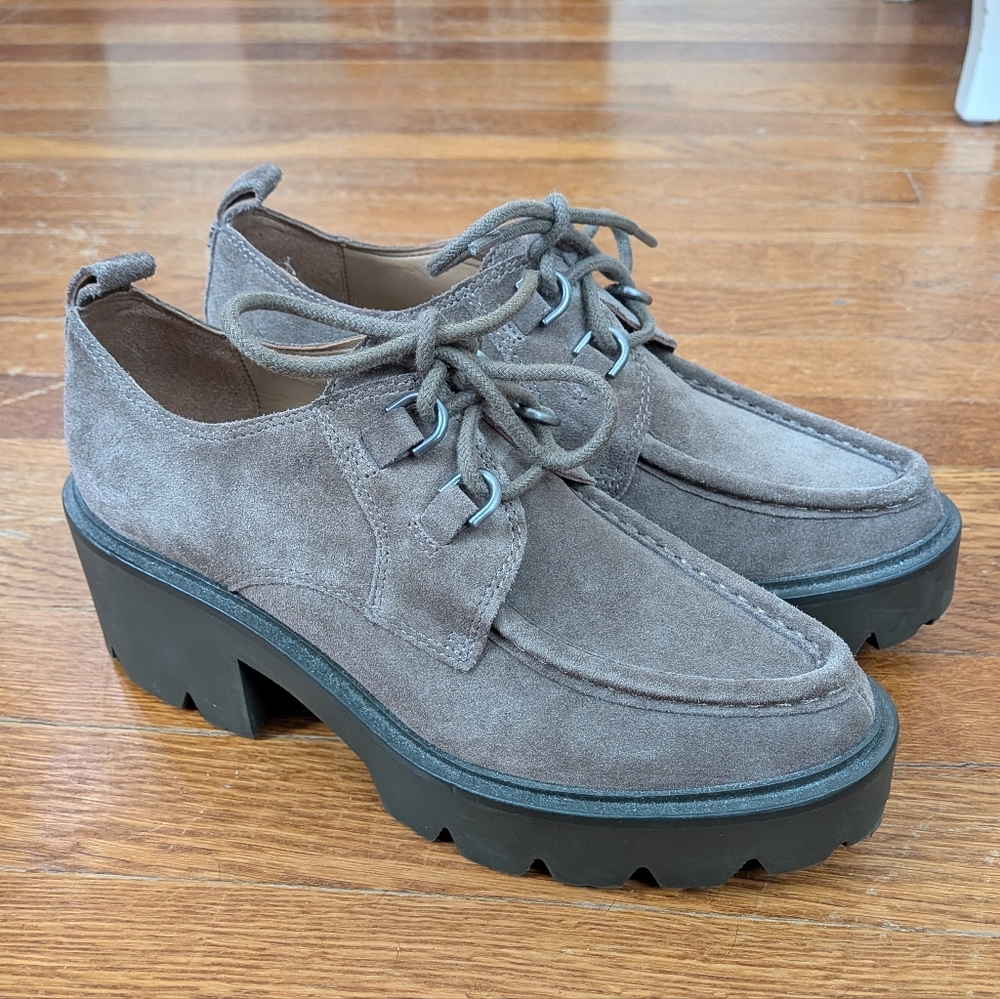 Sam Edelman Taupe Suede Platform Oxfords - Monna Sz 7 EUC